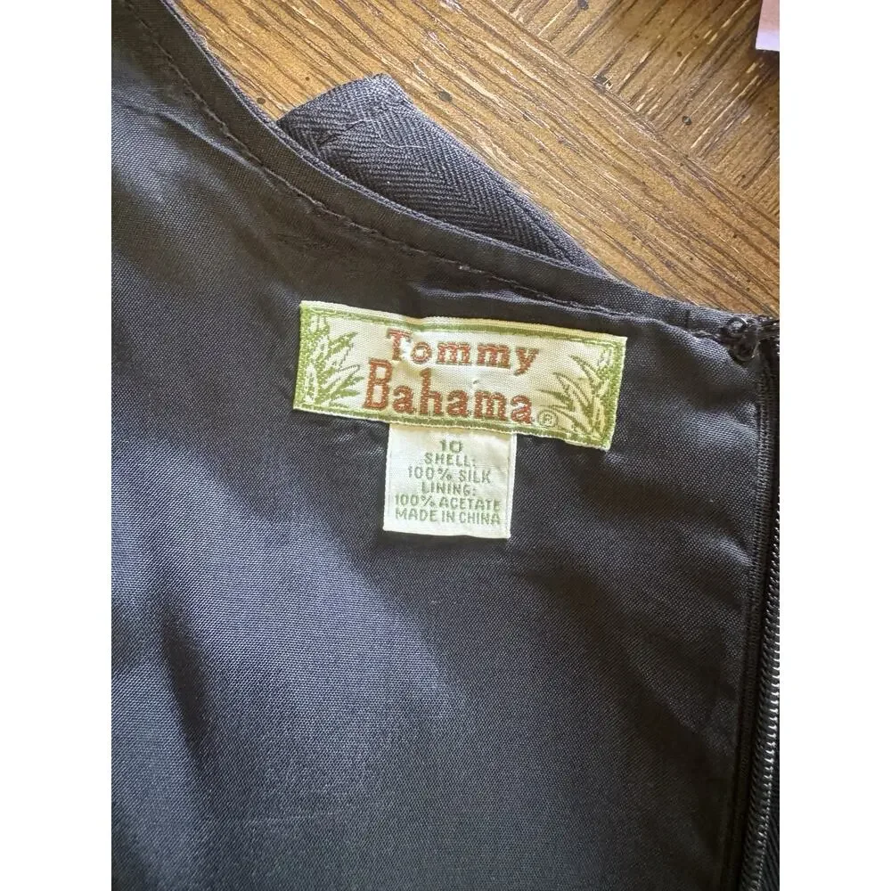 Tommy Bahama Dress Womens Size 10 Sleeveless Black Fully Lined 100% Silk‎